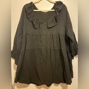Women's Ruffled Black Top